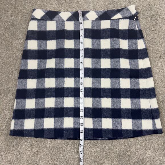 Brooks Brothers Red Fleece trapezoid wool skirt‎ checkered blue and white W-6 - Picture 8 of 10